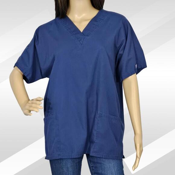 2/$20 Cherokee Workwear Navy Blue Scrub Top Size M | Medical Uniform - Picture 1 of 5